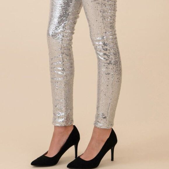 SILVER HOLIDAY SEQUIN PANTS - Picture 8 of 8